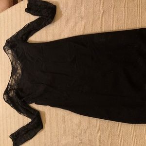 Bebe bodycon black dress with lace sleeves